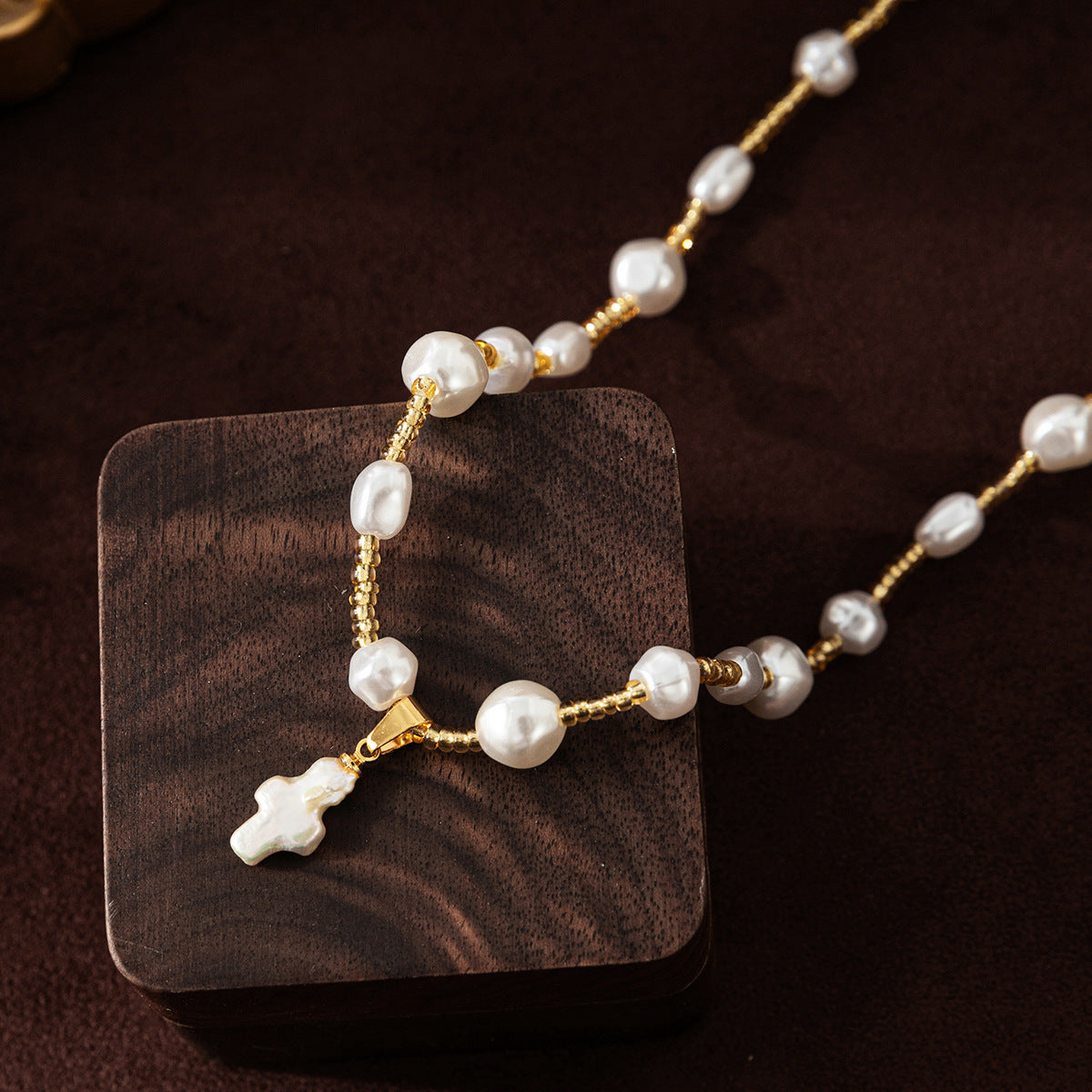 Radiant Cross of Pearl Necklace