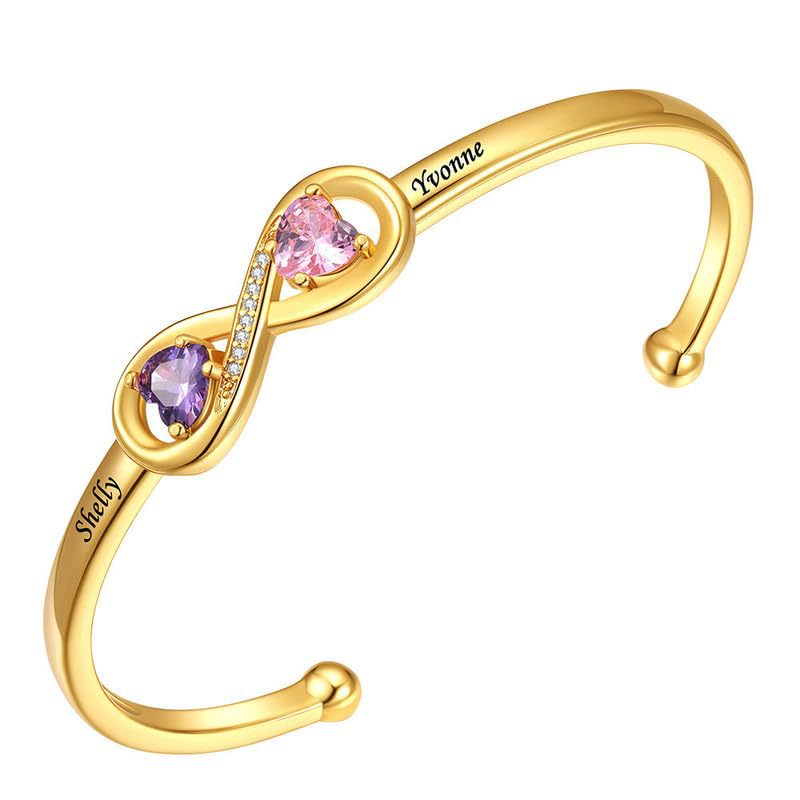 Personalisierter Namensversprechen-Geburtsstein-Unendlichkeitsring