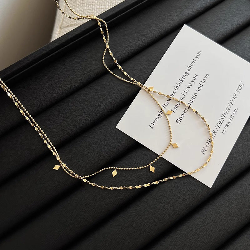 French Chic Triple Layer Geometric Pendant Necklace