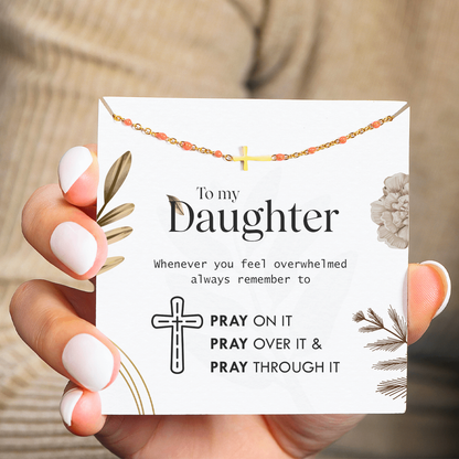 To My Daughter & Granddaughter, Pray Through It Cross Bracelet + Ring Bundle