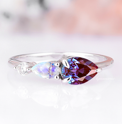 Alexandrite & Moonstone Ring- 925 Sterling Silver