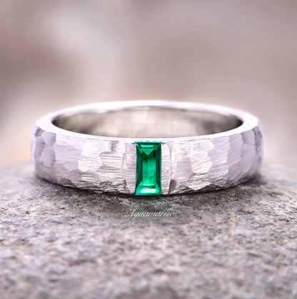 Emerald Wedding Band- 5.5MM 925 Sterling Silver