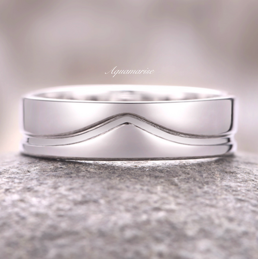 Chevron Wedding Band- 5MM 925 Sterling Silver