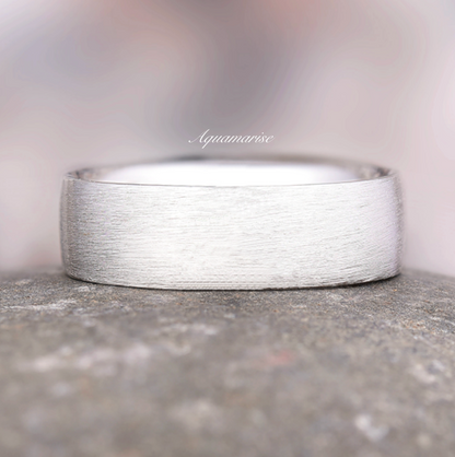 Minimalist Brushed Matte Wedding Band- 6MM 925 Sterling Silver