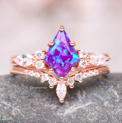 Skye Kite™  Lavender Fire Opal Ring Set- 14K Rose Gold Vermeil