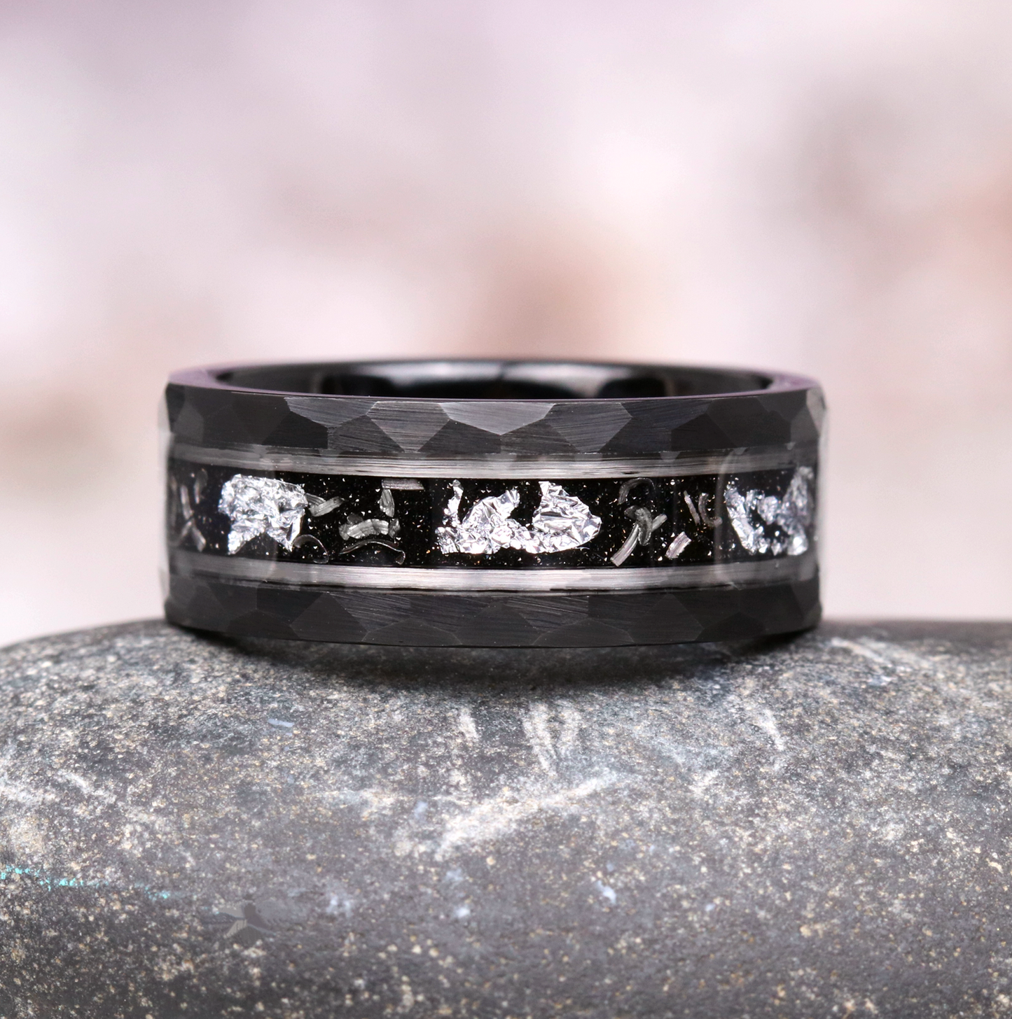 Black Onyx & Meteorite Couples Ring