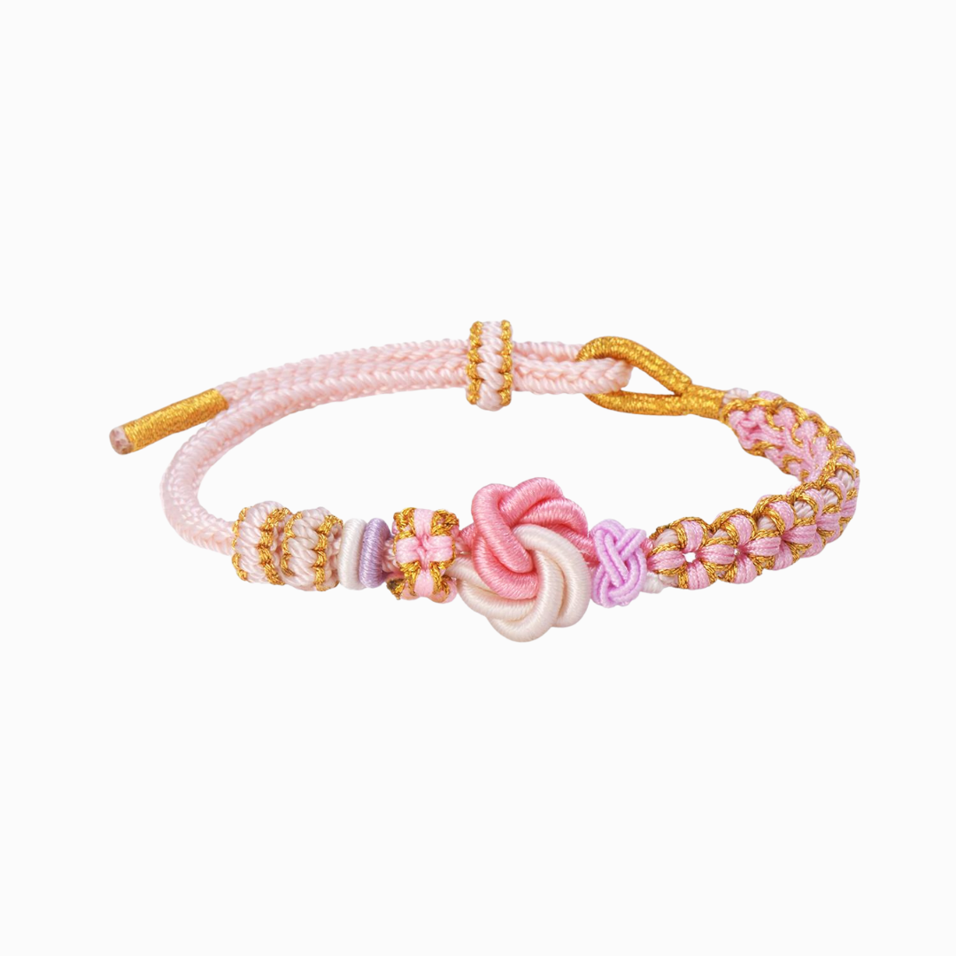 Pulsera Grand-mère et Petite-fille Nœud en Fleur de Pêcher « Un Lien Qui Ne Peut Être Défait »