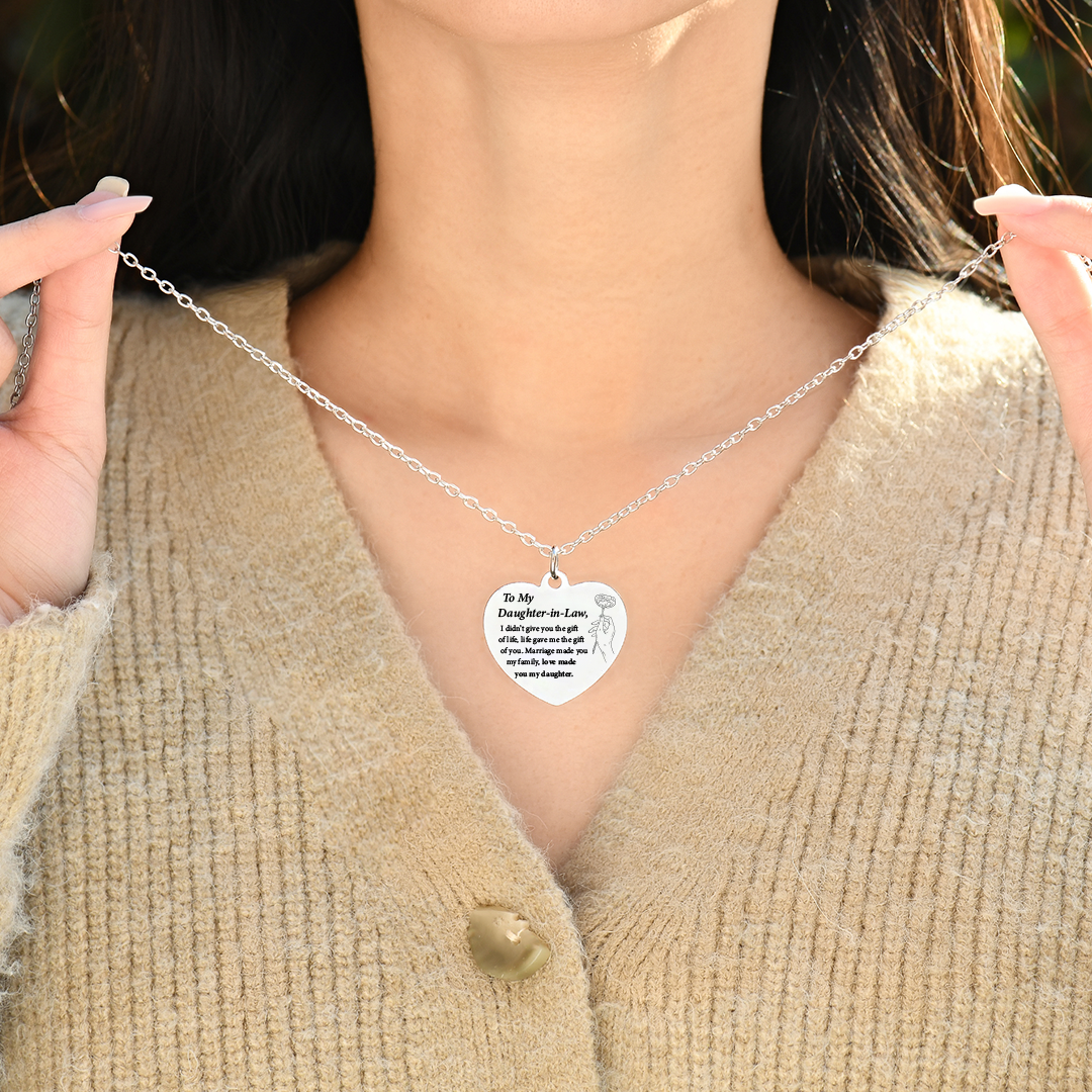 You Are My Daughter-in-Heart Engraved Heart Necklace