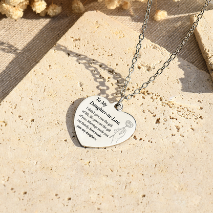 You Are My Daughter-in-Heart Engraved Heart Necklace