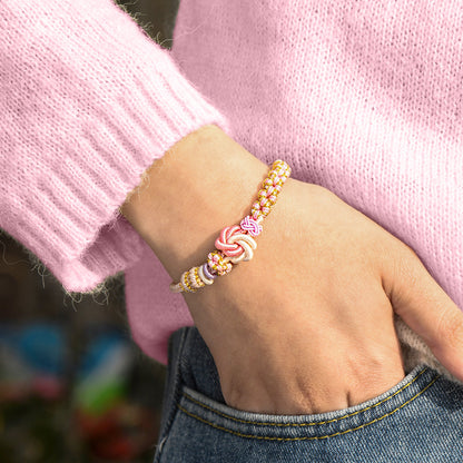 Grand-mère et Petite-fille Bracelet Nœud en Fleur de Pêcher « Sois Courageux et Sois Fort »