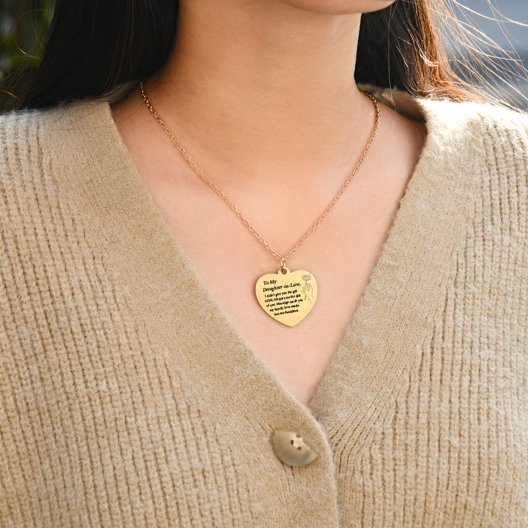 You Are My Daughter-in-Heart Engraved Heart Necklace