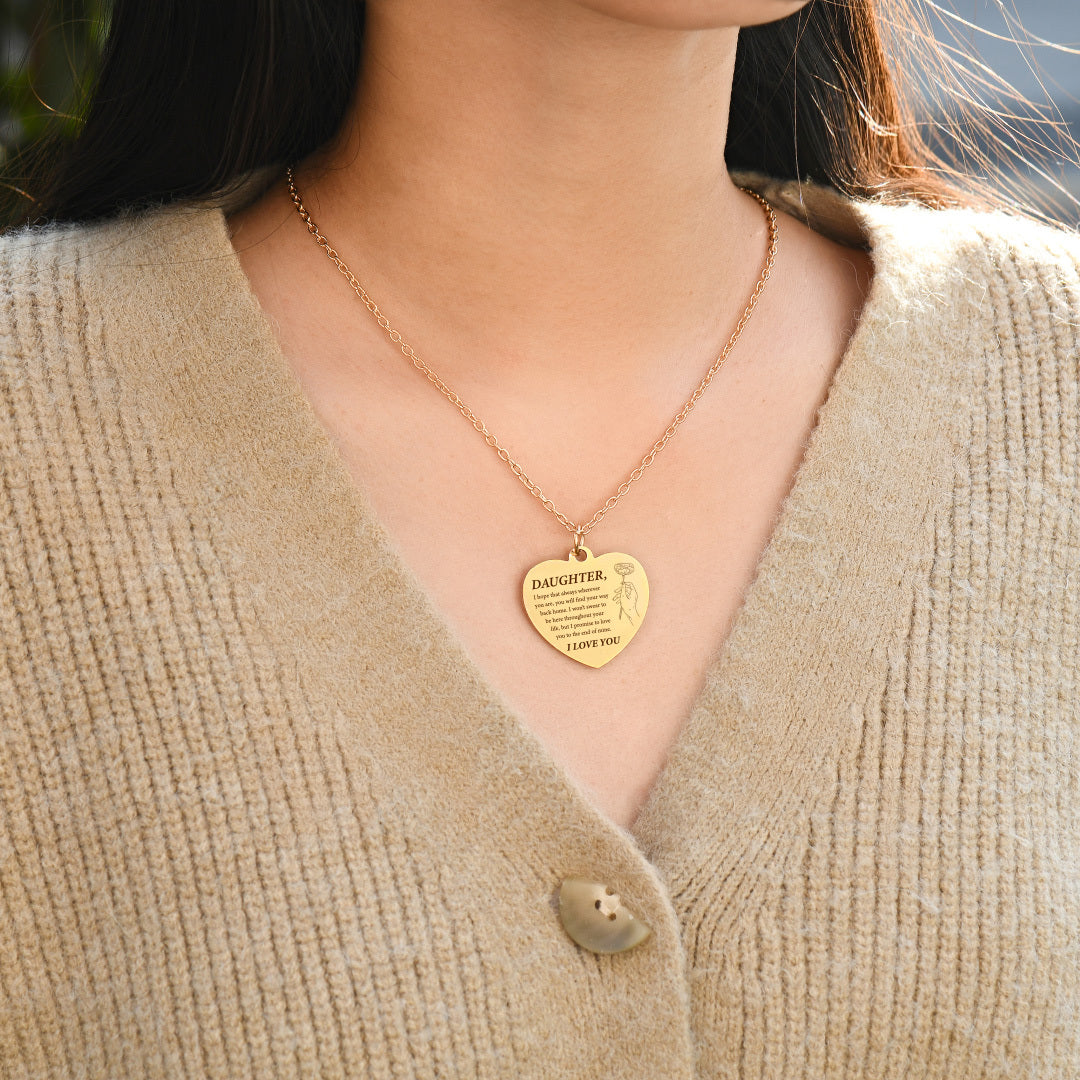 Collar con corazón grabado para mi hija, siempre te amaré