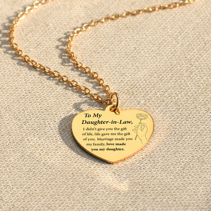 You Are My Daughter-in-Heart Engraved Heart Necklace