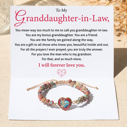 To My Granddaughter-In-Law, I Will Forever Love You Jasper Heart Bracelet