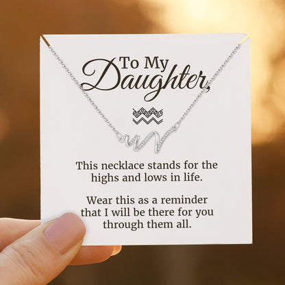 To My Daughter Highs and Lows Necklace + Ring Bundle