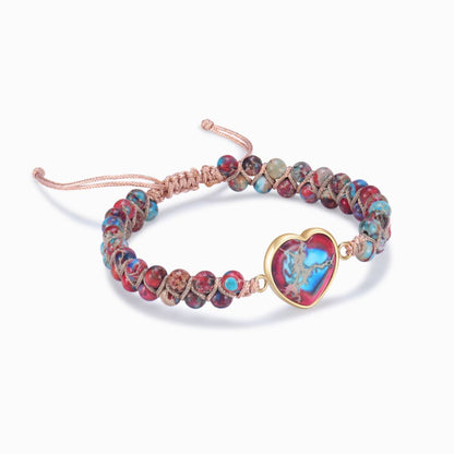 To My Granddaughter, I Love You Till My Last Breath Jasper Heart Bracelet