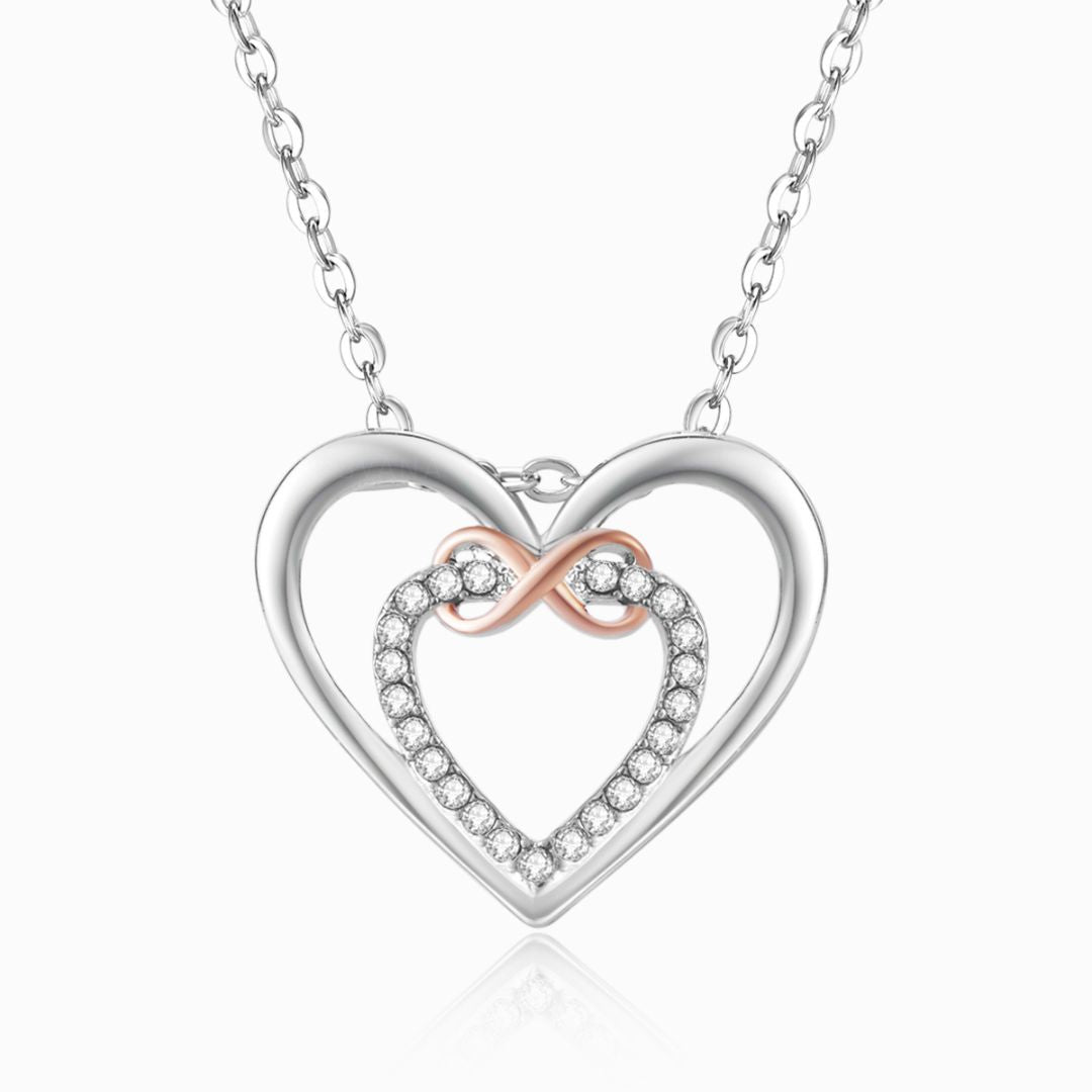 To My Granddaughter, Feel My Love Two Hearts Infinity Necklace