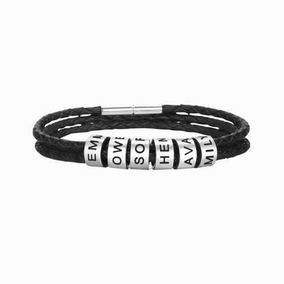 To My Man, Love You Forever Personalized Beads Leather Bracelet