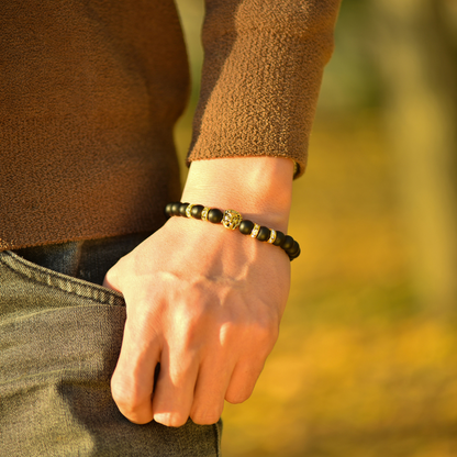 To My Grandson, I Will Always Have Your Back Beaded Lion Bracelet