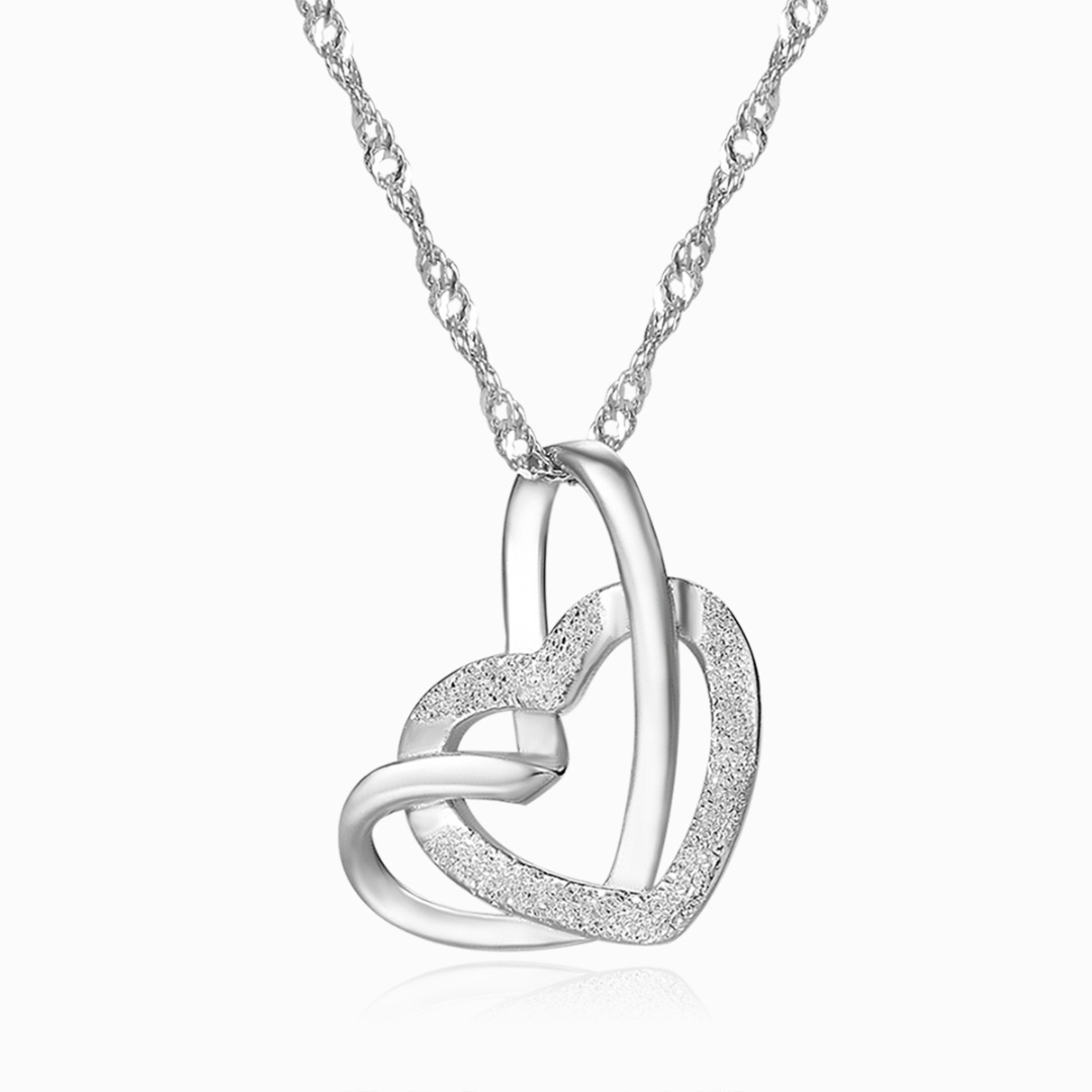 To My Bestie, Sisters By Heart Interlocking Heart Necklace