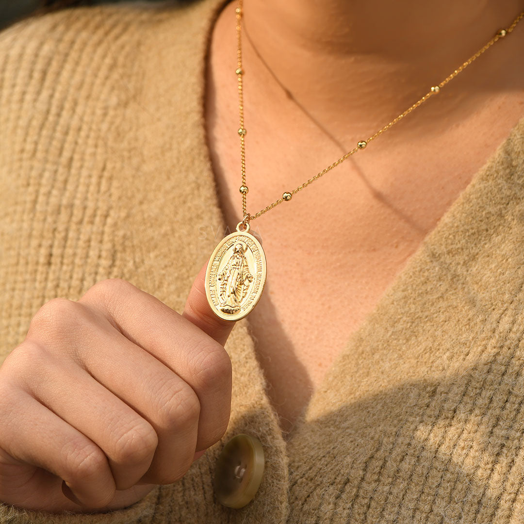 To My Daughter, Pray Through It Dainty Virgin Mary Necklace