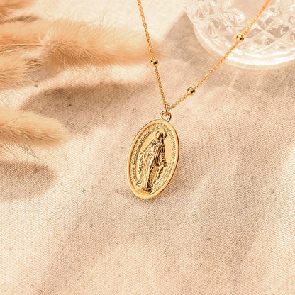 To My Daughter, Pray Through It Dainty Virgin Mary Necklace