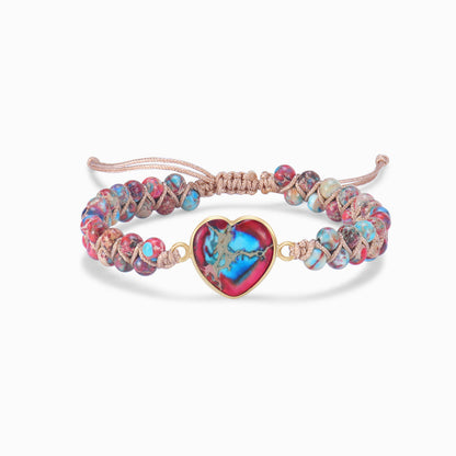 To My Daughter, My Heart Will Always Be Linked To Yours Jasper Heart Bracelet