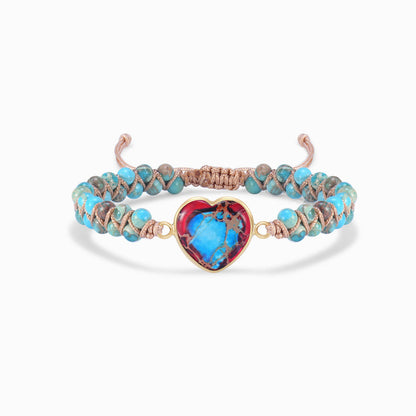 To My Daughter, My Heart Will Always Be Linked To Yours Jasper Heart Bracelet