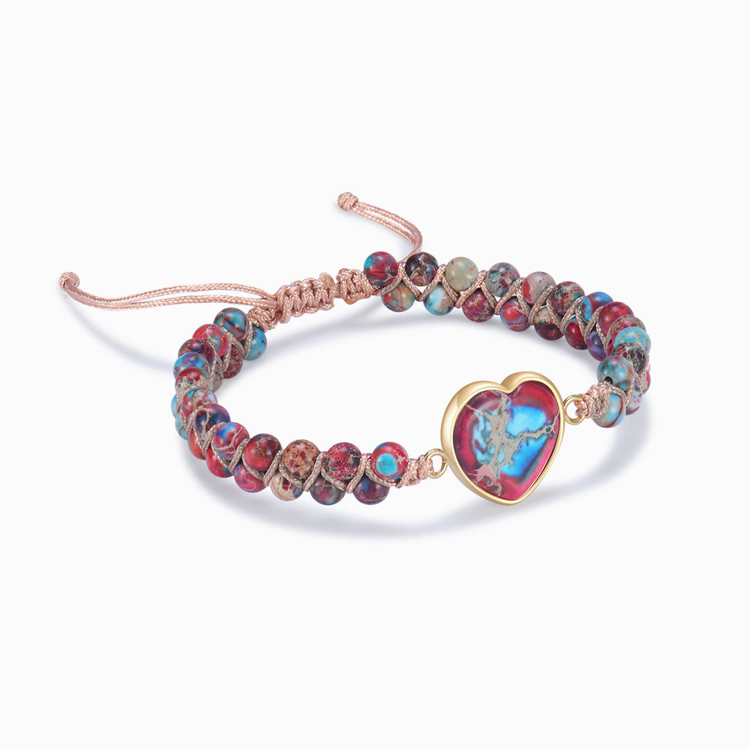 To My Daughter, My Heart Will Always Be Linked To Yours Jasper Heart Bracelet