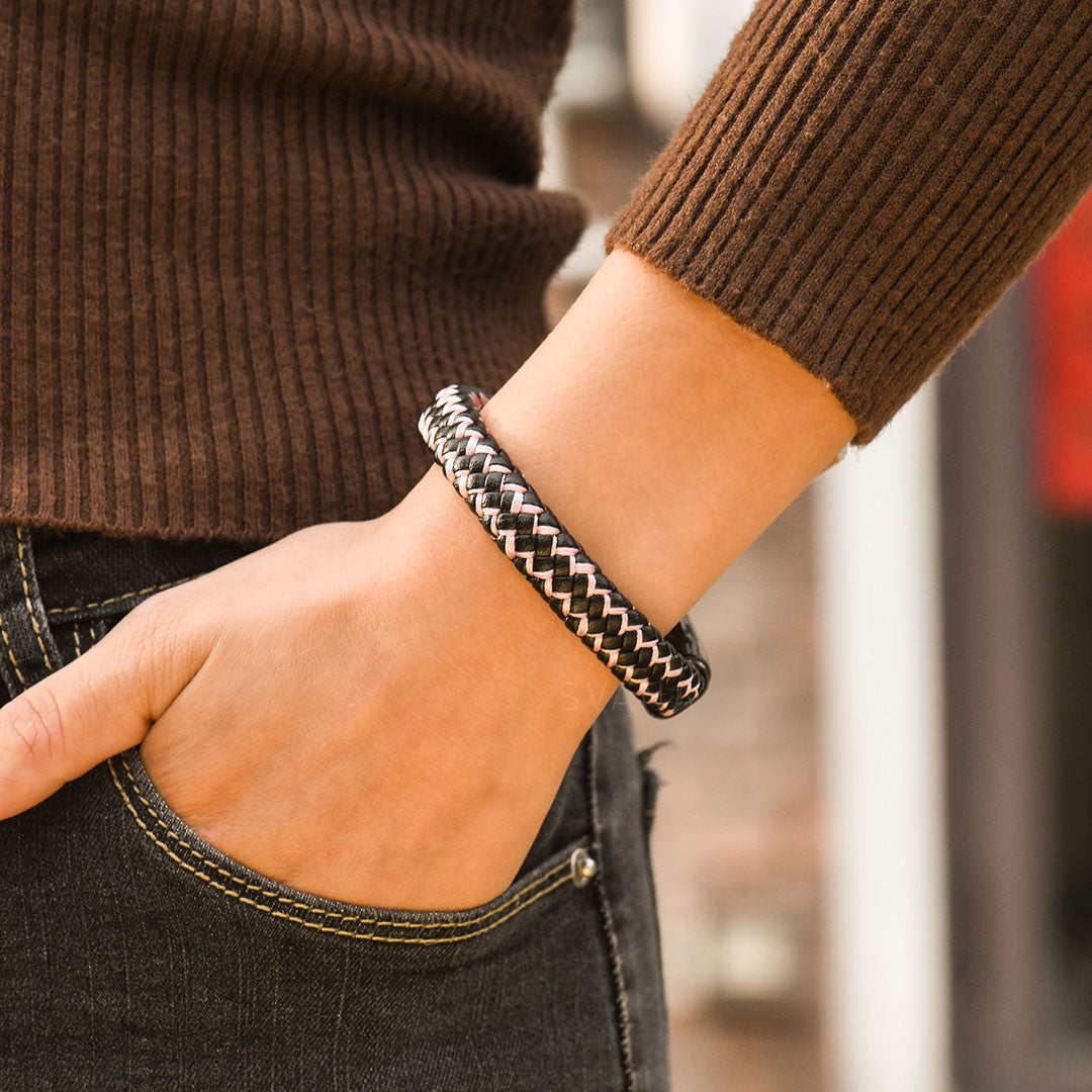 To My Daughter, Love You Forever Two-toned Leather Braided Bracelet