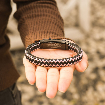 To My Daughter, Love You Forever Two-toned Leather Braided Bracelet