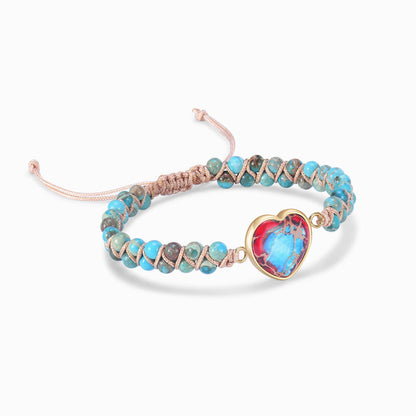 To My Granddaughter-In-Law, I Will Forever Love You Jasper Heart Bracelet