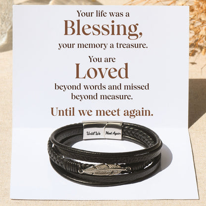 Until We Meet Again Memorial Feather Bracelet