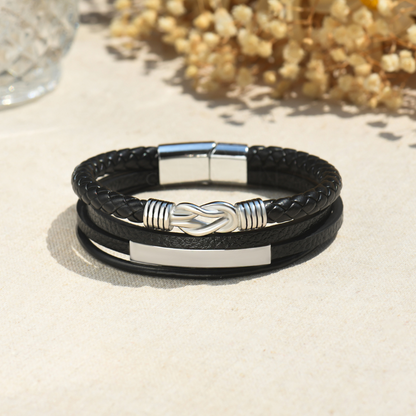 “Mother and Son Forever Linked Together” Infinity Leather Bracelet