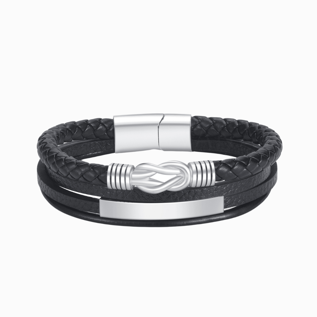 “Mother and Son Forever Linked Together” Infinity Leather Bracelet