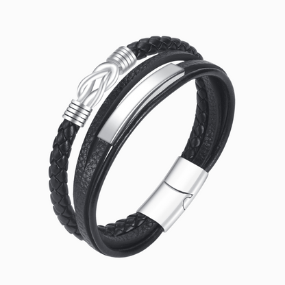 “Mother and Son Forever Linked Together” Infinity Leather Bracelet