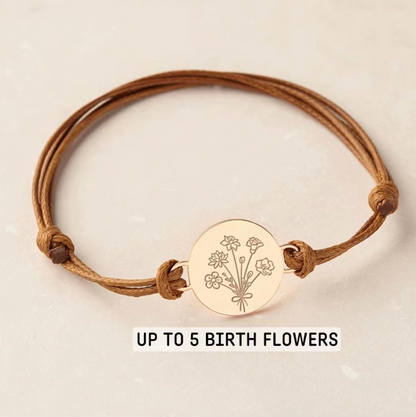 Combined Birth Flower Bracelet, Mom Bracelet, Birth Flower Jewelry