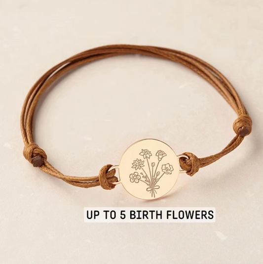 Kombiniertes Geburtsblumenarmband, Mama-Armband, Geburtsblumenschmuck 