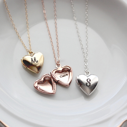 Personalized Heart Lockets Engraved Heart Necklace