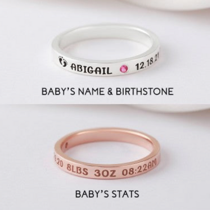 Baby-Statistik-Ring mit Geburtsstein