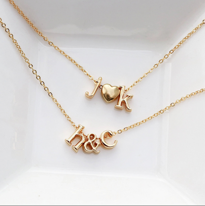 Initials Necklace Ampersand Or Heart Letter Necklace