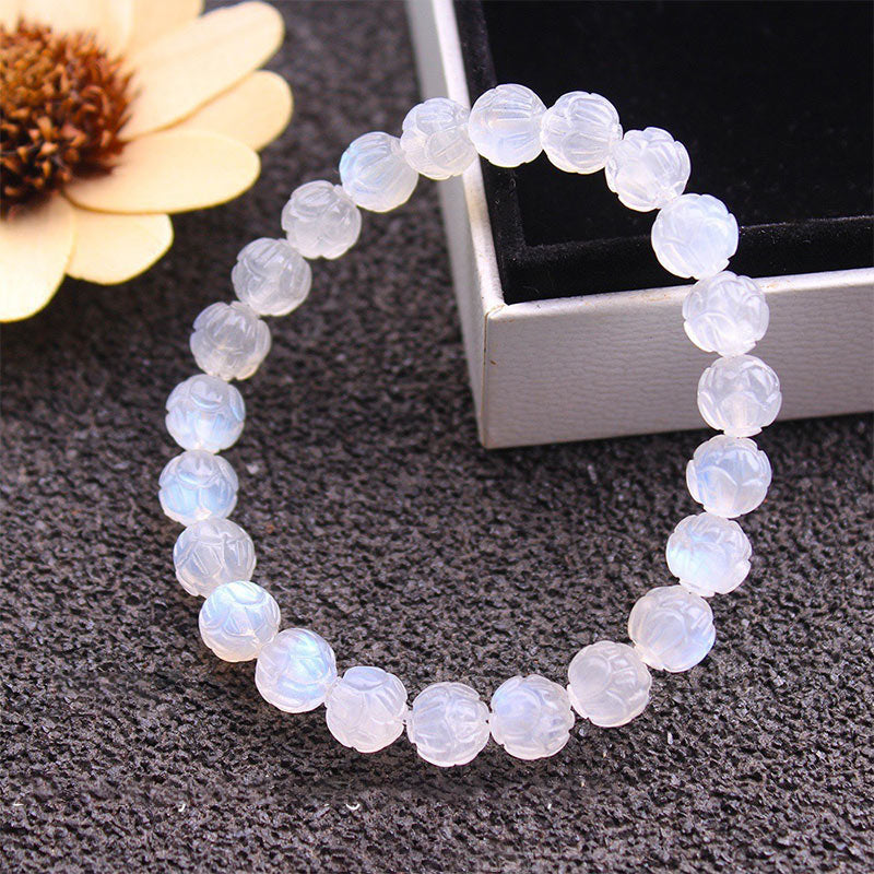 Natural Moonstone Lotus Love Bracelet