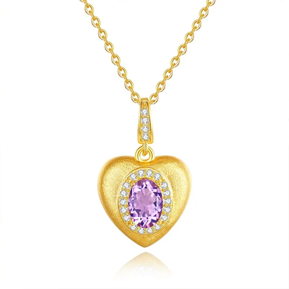 S925 Heart Shaped Gemstone Necklace