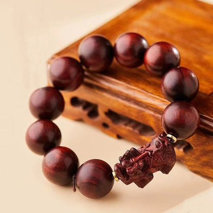 Small Leaf Red Sandalwood PiXiu Protection Bracelet