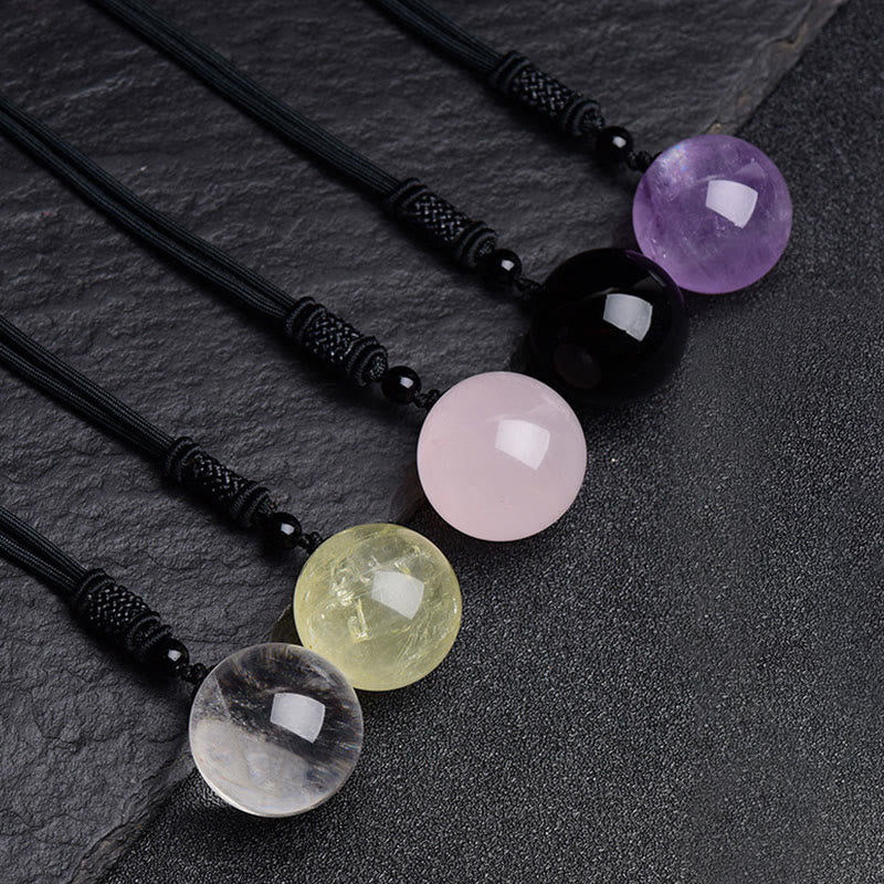 Various Crystal Ball Amethyst Citrine Pink Crystal White Crystal Healing Necklace Pendant