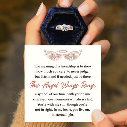 An Angel For My Friend Personalized Circle Wings Ring