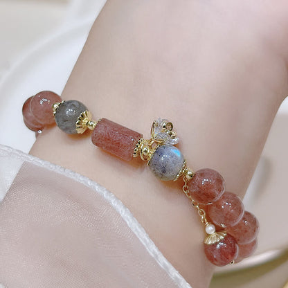 Natural Strawberry Quartz Moonstone Love Bracelet