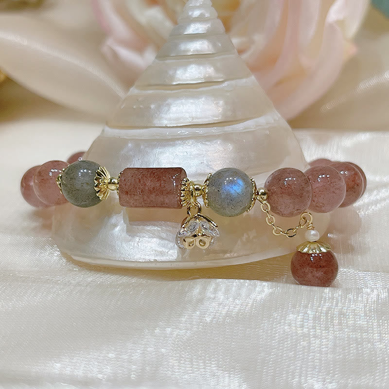 Natural Strawberry Quartz Moonstone Love Bracelet