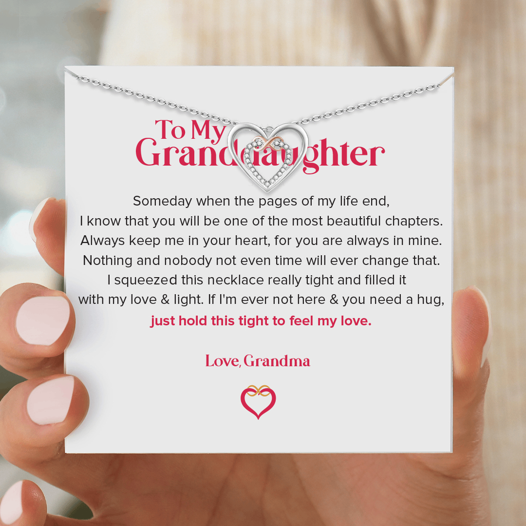 To My Granddaughter, Feel My Love Two Hearts Infinity Necklace