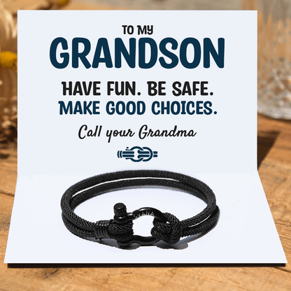 To My Grandson, Call Your Grandma Nautical Bracelet